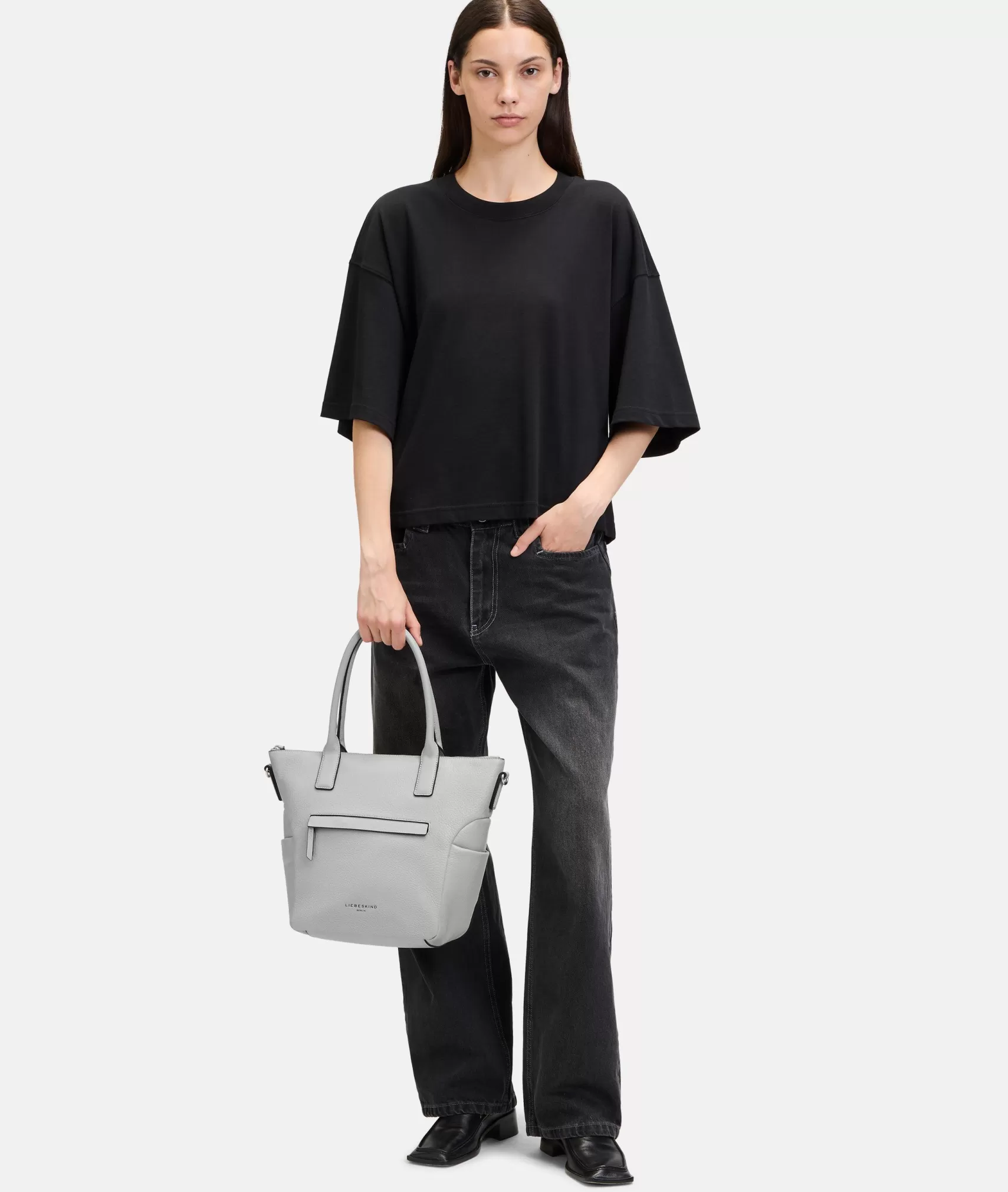 LIEBESKIND BERLIN Leather Bags | Shoulder Bags>Annie Satchel M pigeongrey