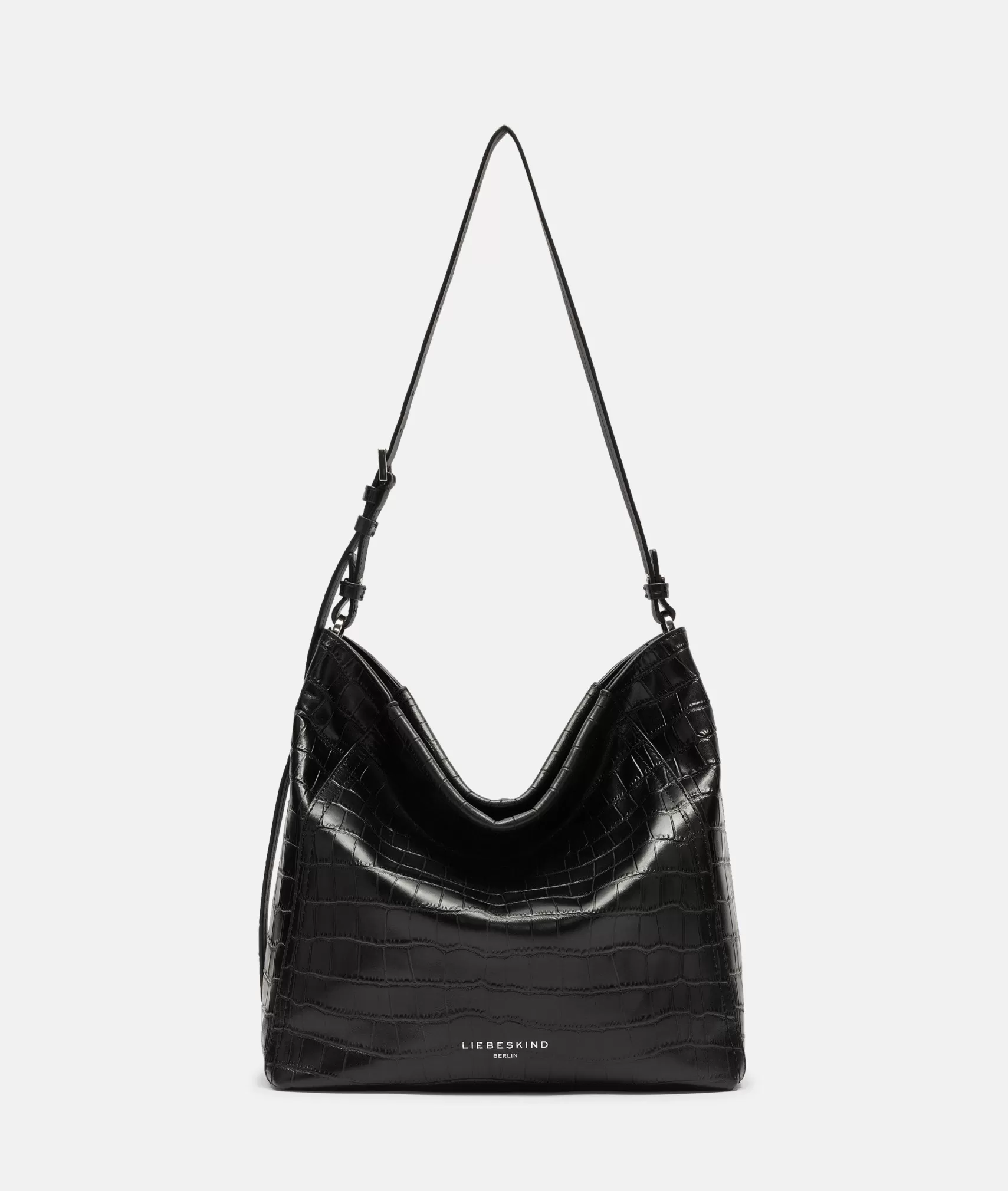 LIEBESKIND BERLIN Leather Bags | Shoulder Bags>Croco Chudy Hobo M black