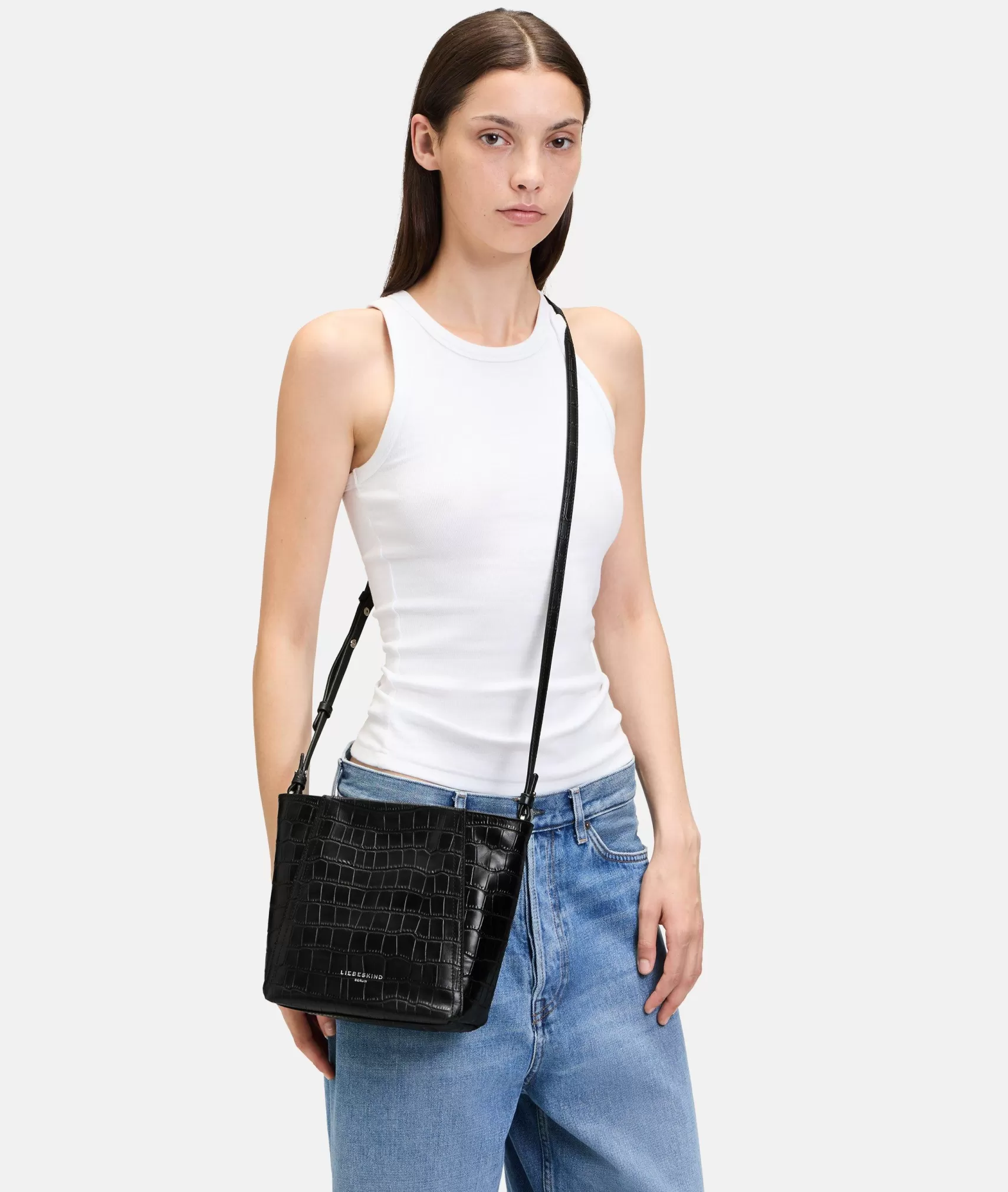 LIEBESKIND BERLIN Leather Bags | Shoulder Bags>Croco Chudy Hobo S black