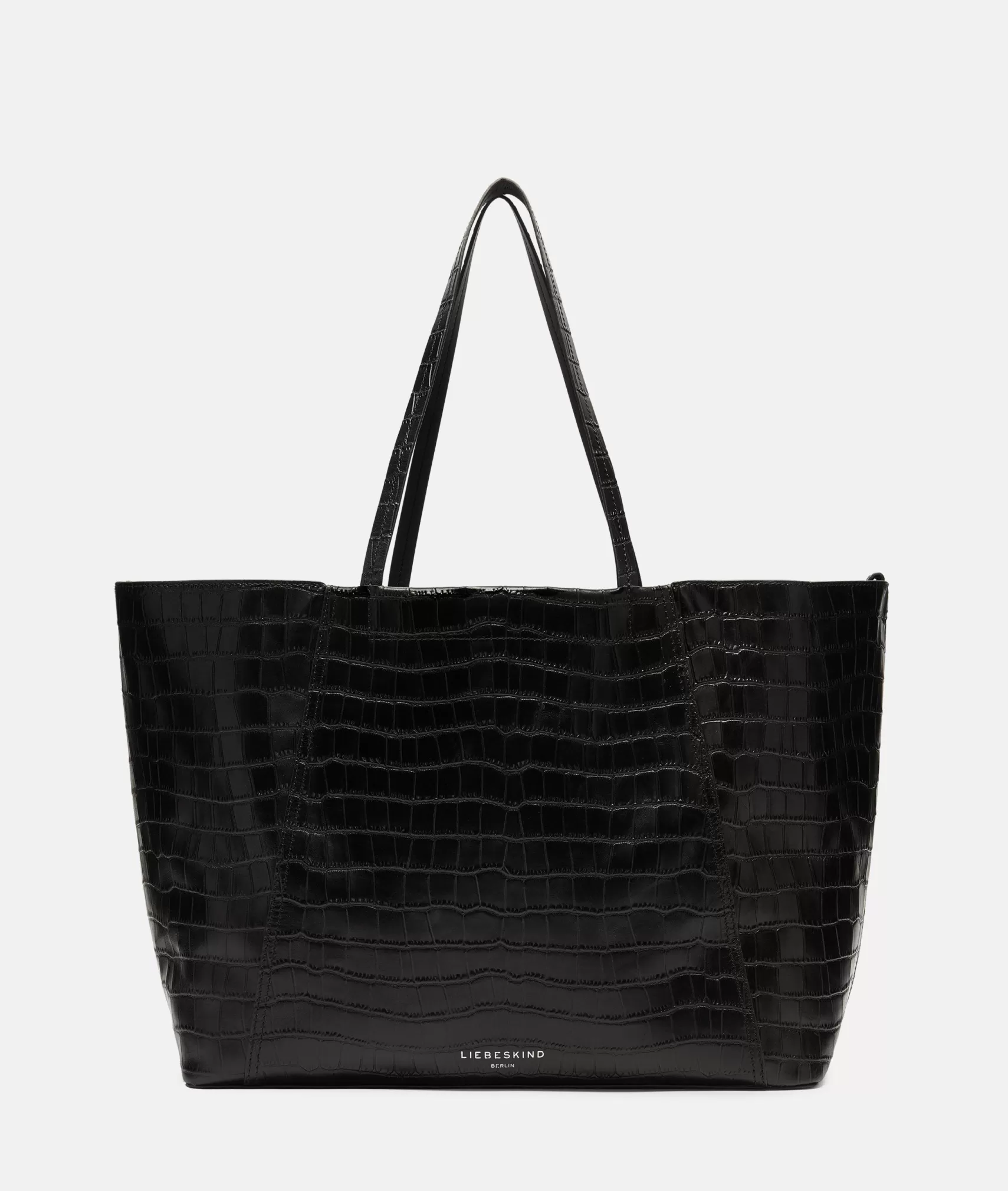 LIEBESKIND BERLIN Business Bags | Leather Bags>Croco Chudy Shopper L black