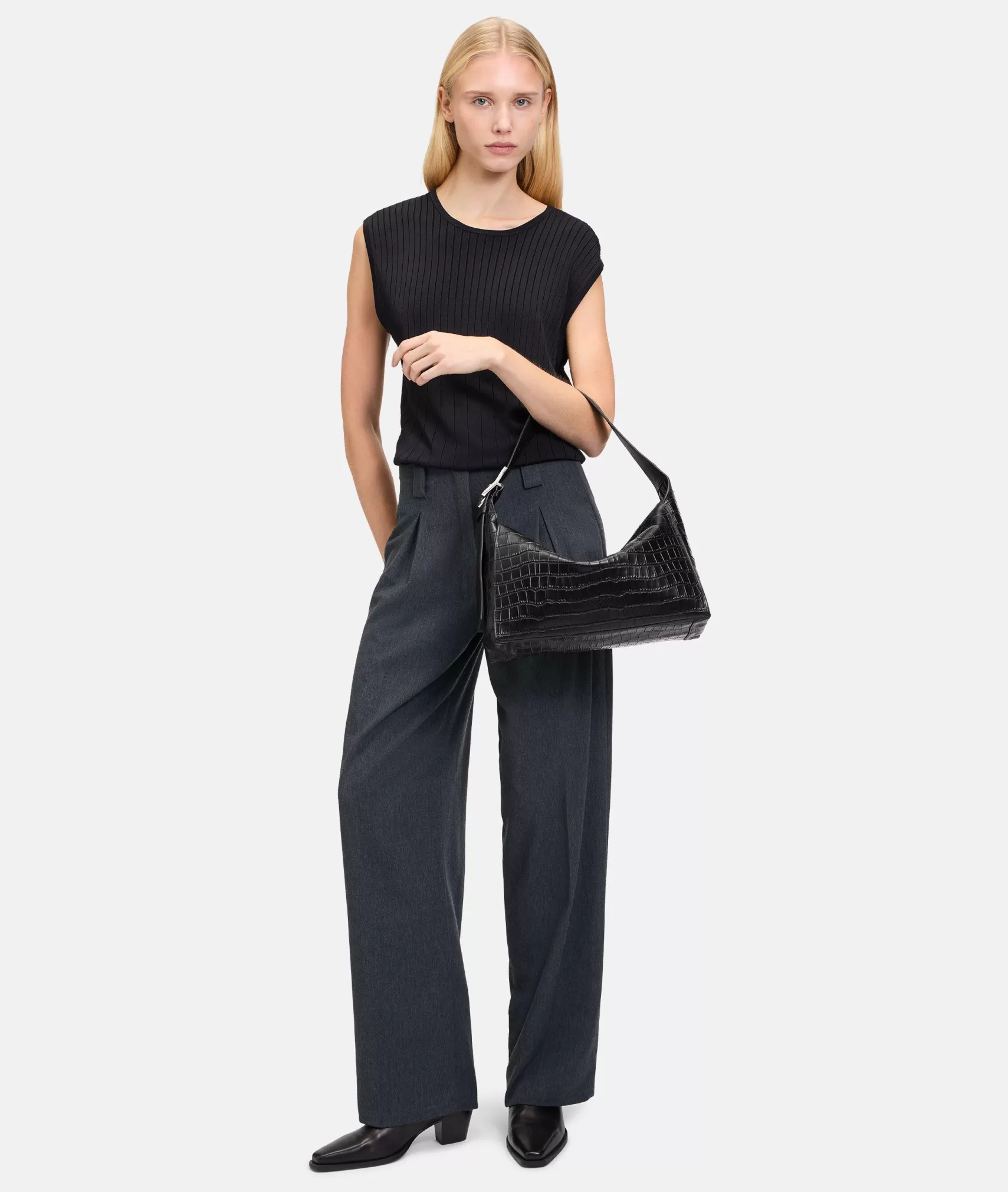 LIEBESKIND BERLIN Bestsellers | Leather Bags>Croco Lou Hobo M black