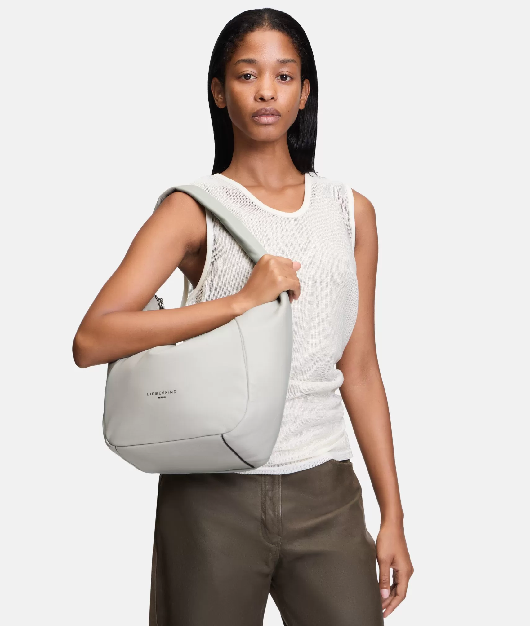 LIEBESKIND BERLIN Leather Bags | Shoulder Bags>Hobo pigeongrey