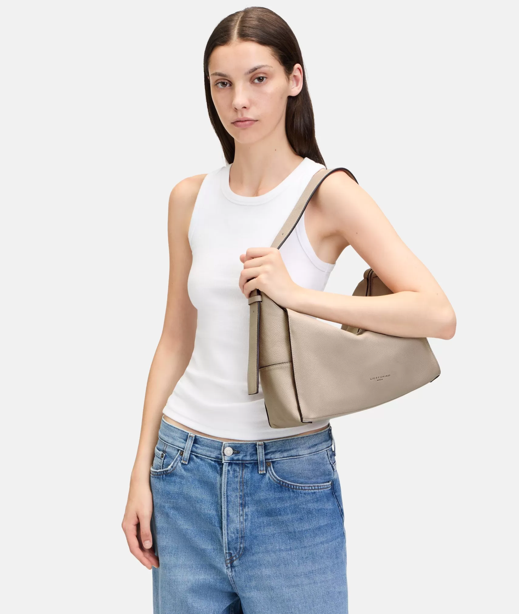 LIEBESKIND BERLIN Leather Bags | Shoulder Bags>Lou Hobo M beige