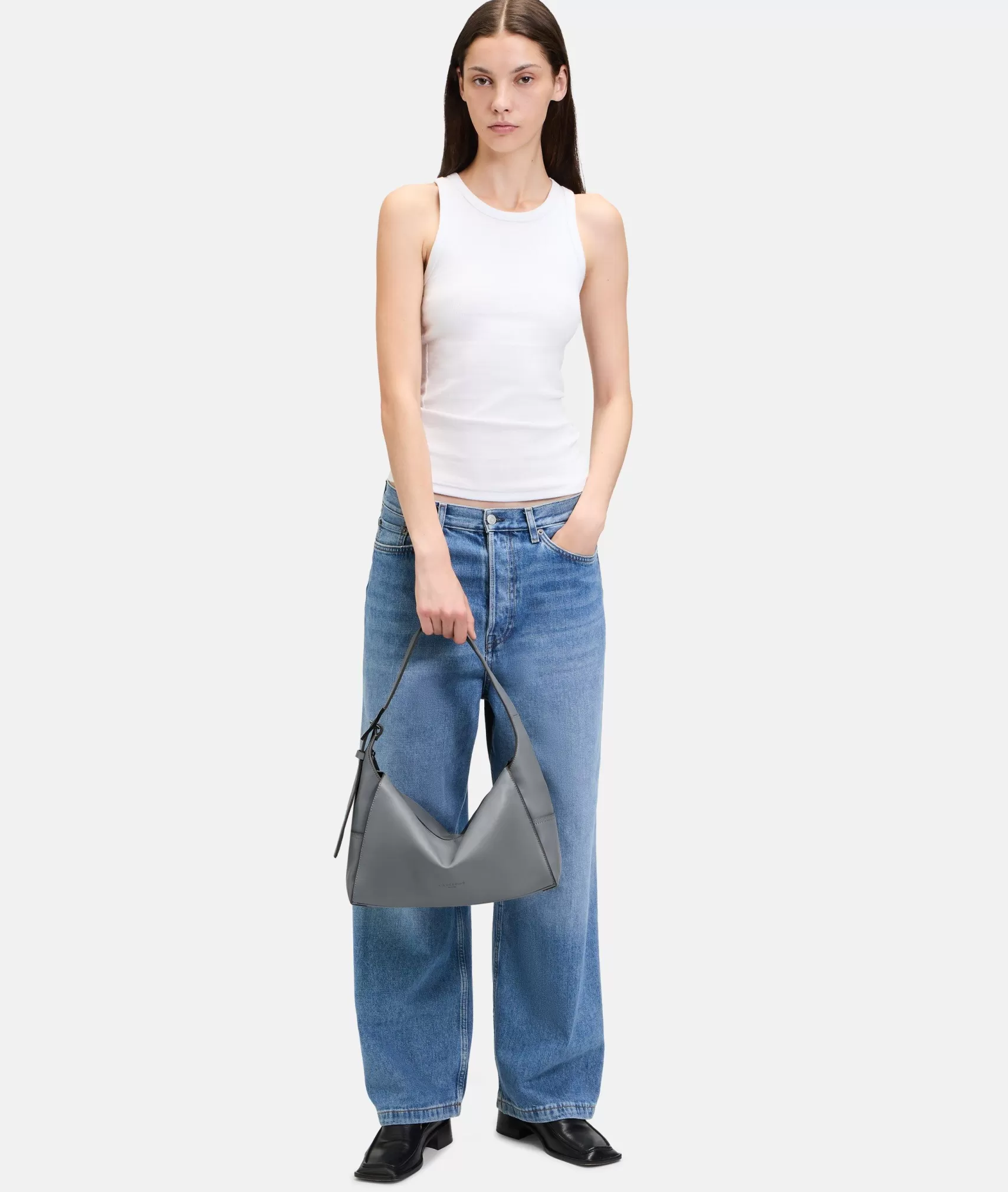 LIEBESKIND BERLIN Leather Bags | Shoulder Bags>Lou Hobo M grey