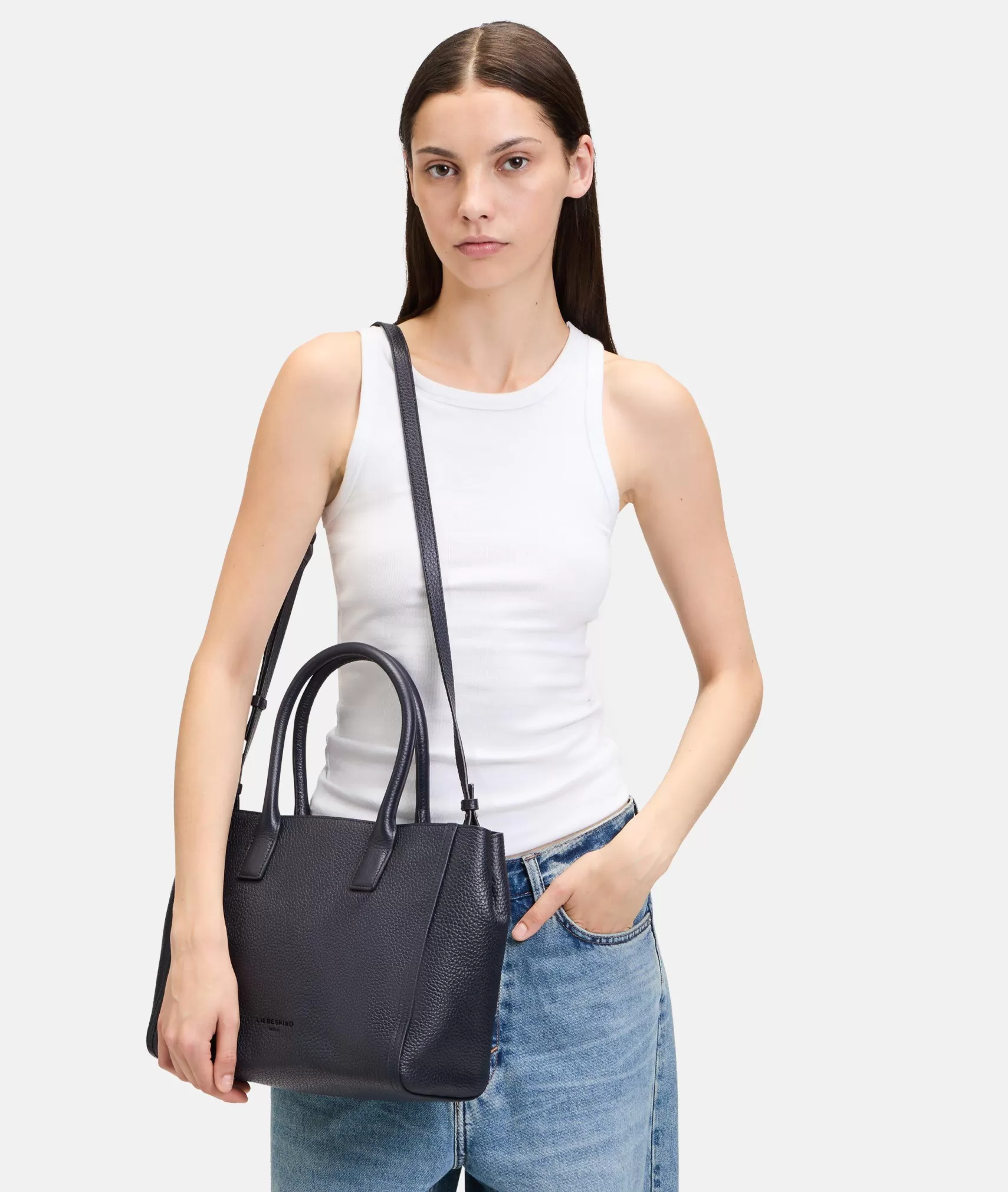 LIEBESKIND BERLIN Leather Bags | Shopper>Shopper Crossbody M navy