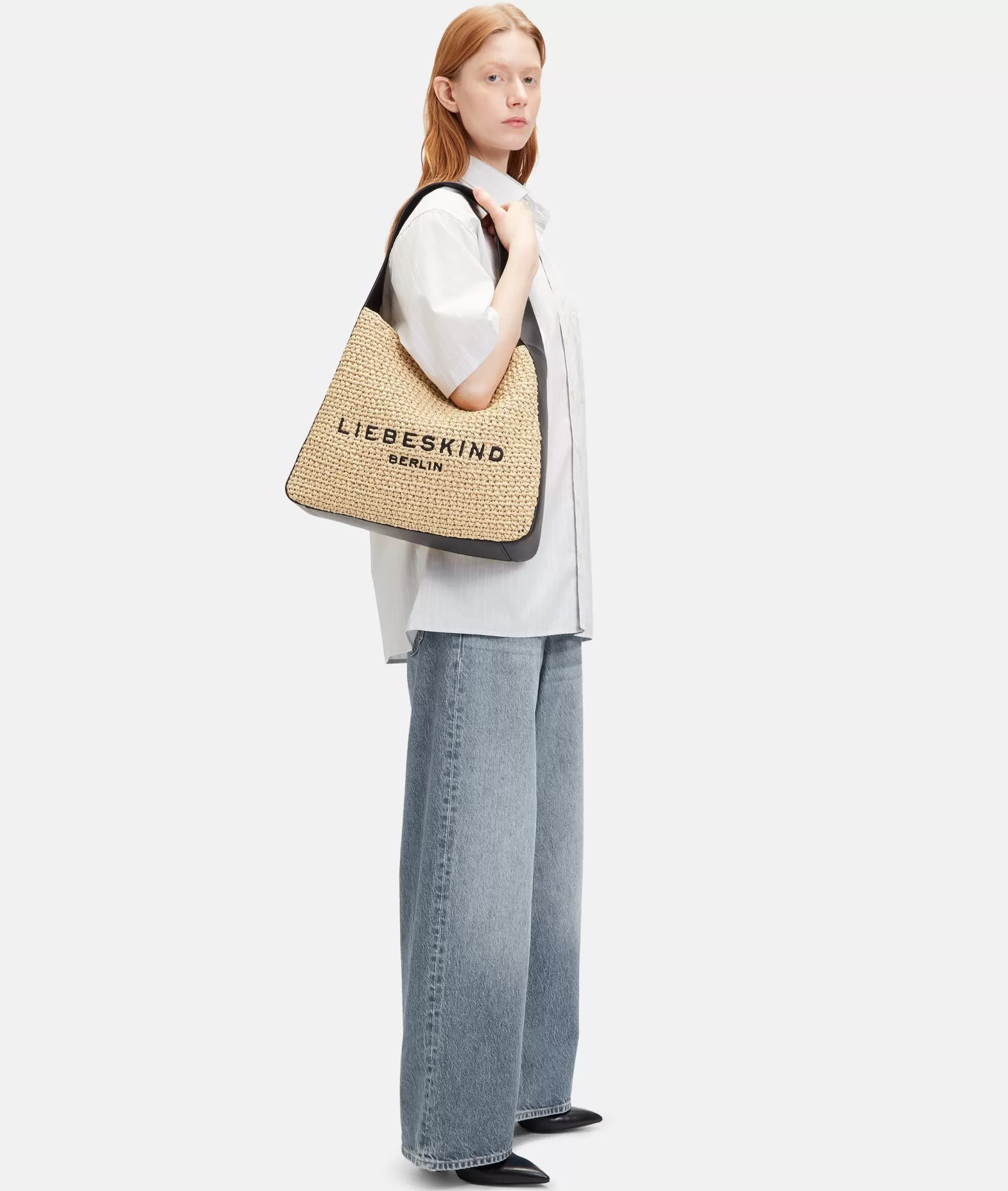 LIEBESKIND BERLIN Shoulder Bags>Straw Hobo L sandstone