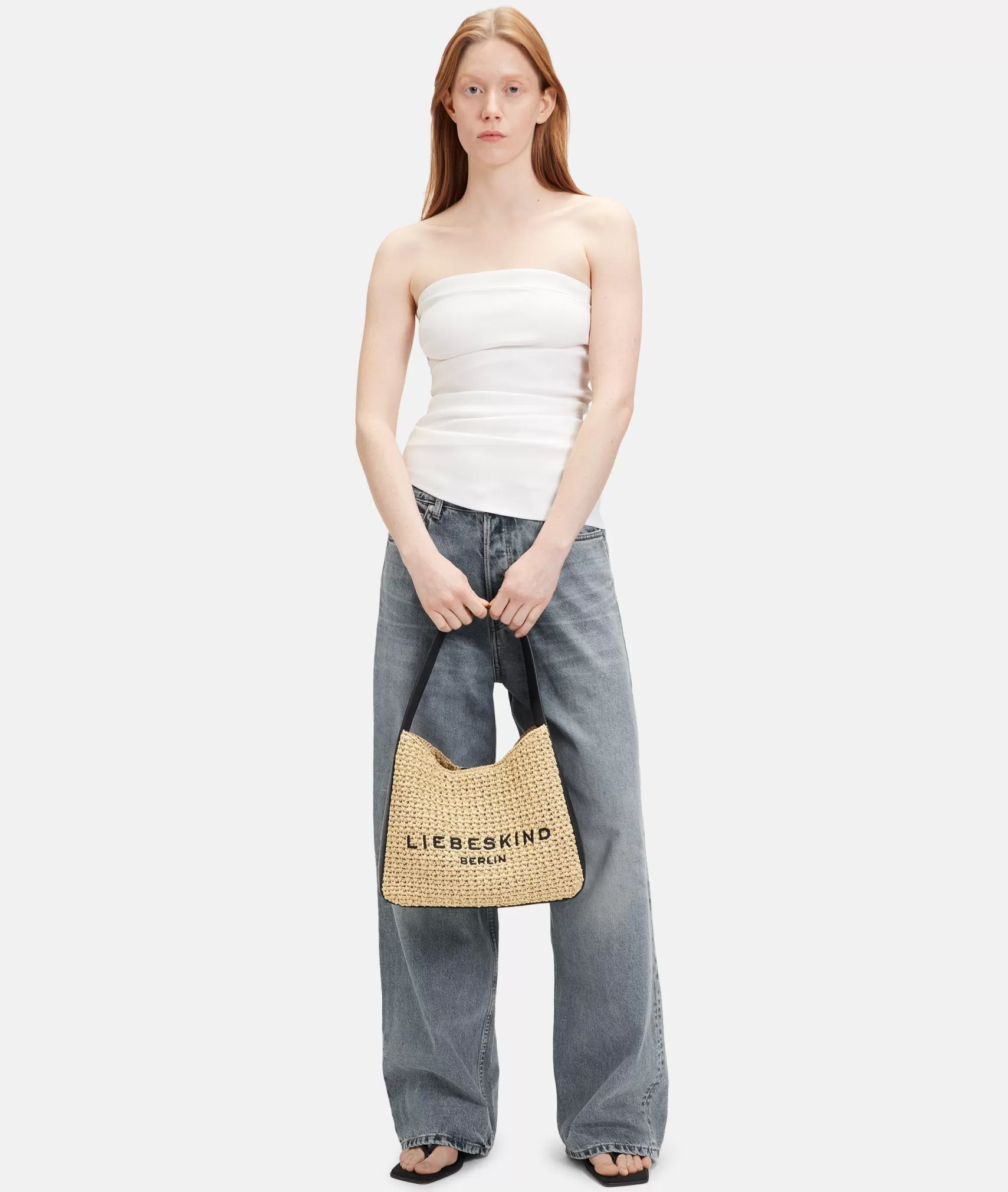 LIEBESKIND BERLIN Shoulder Bags>Straw Hobo M sandstone